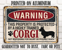 Warning Property Corgi - Metal Sign