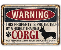 Warning Property Corgi - Metal Sign