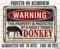 Warning Property Donkey - Metal Sign