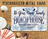 Personalized - Beach House - Metal Sign