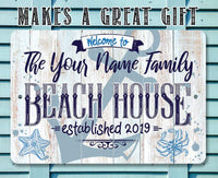 Personalized - Beach House - Metal Sign