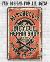 Personalized - Bicycle Repair Shop - Metal Sign