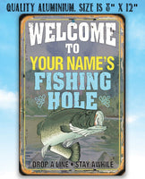 Personalized - Fishing Hole - Metal Sign