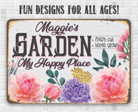 Personalized - Garden, My Happy Place - Metal Sign