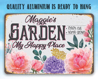 Personalized - Garden, My Happy Place - Metal Sign