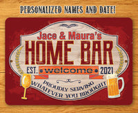 Personalized - Home Bar - Metal Sign