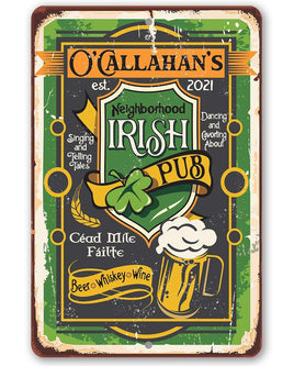 Personalized - Irish Pub - Metal Sign