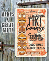 Personalized - Tiki Lounge - Metal Sign