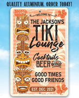 Personalized - Tiki Lounge - Metal Sign