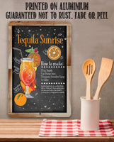 Tequila Sunrise Bar Recipe - Metal Sign