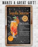 Tequila Sunrise Bar Recipe - Metal Sign