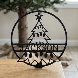 Custom Metal Wall Art - Personalized Christmas Tree Monogram Sign