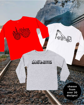 Trucks N' Things Minimalist Design - (Choose Your Vehicle) - Child Long Sleeve Tee