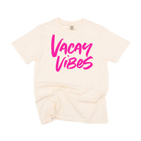 Vacay Vibes (Neon) w/ 2 Palm Trees (back) - Comfort Colors Tee