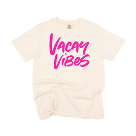 Vacay Vibes (Neon) w/ 2 Palm Trees (back) - Comfort Colors Tee