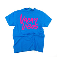 Vacay Vibes (Neon) w/ 2 Palm Trees (back) - Comfort Colors Tee