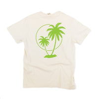 Vacay Vibes (Neon) w/ 2 Palm Trees (back) - Comfort Colors Tee