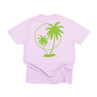 Vacay Vibes (Neon) w/ 2 Palm Trees (back) - Comfort Colors Tee