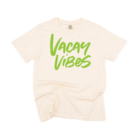 Vacay Vibes (Neon) w/ 2 Palm Trees (back) - Comfort Colors Tee