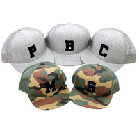 Varsity initial - Child Flat Brimmed Hat w/ Mesh Back