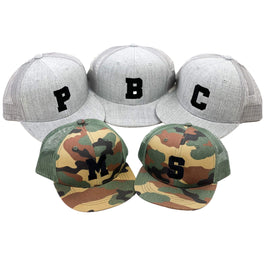 Varsity initial - Child Flat Brimmed Hat w/ Mesh Back
