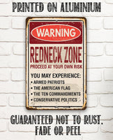 Warning Redneck Area - Metal Sign