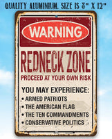 Warning Redneck Area - Metal Sign