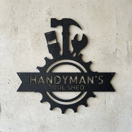 Custom Metal Wall Art - Personalized Tool Man Workshop Plaque