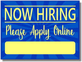 NOW HIRINGYS24 24x18 Yard Sign